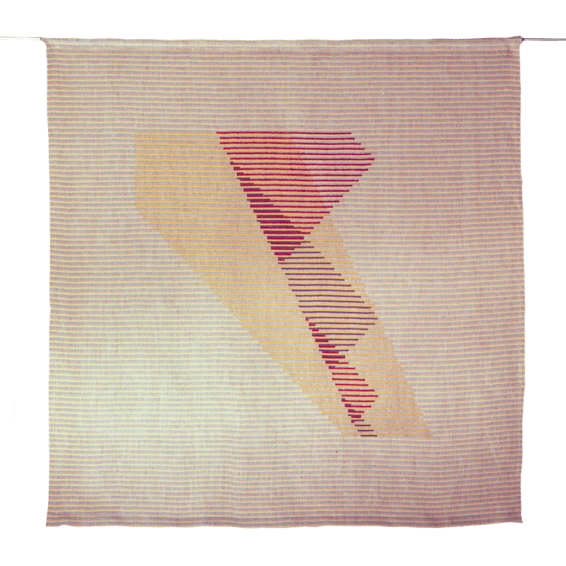 Textiles Bild – Dreieck Rot, Blau und Gelb